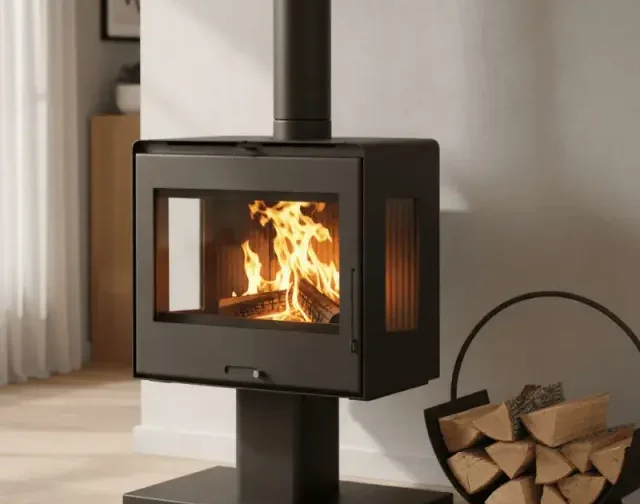 Helia-Poêle à bois vue panoramique – 10 kW