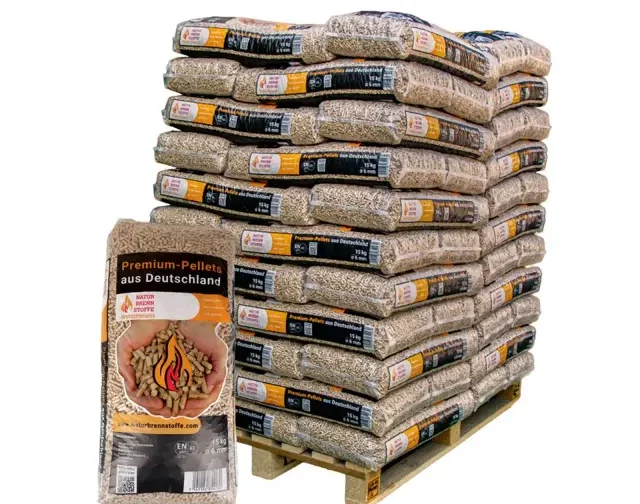 Granulés de bois de bois ENplus A1 960 kg – Naturbrennstoffe 6 mm Nadelholz (64 x 15 kg Palette)