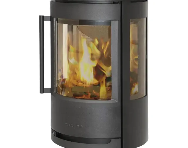 Poêle à bois Wiking Luma 1 mit 7 kW - Corps : Gris - Sortie fumées : Dessus